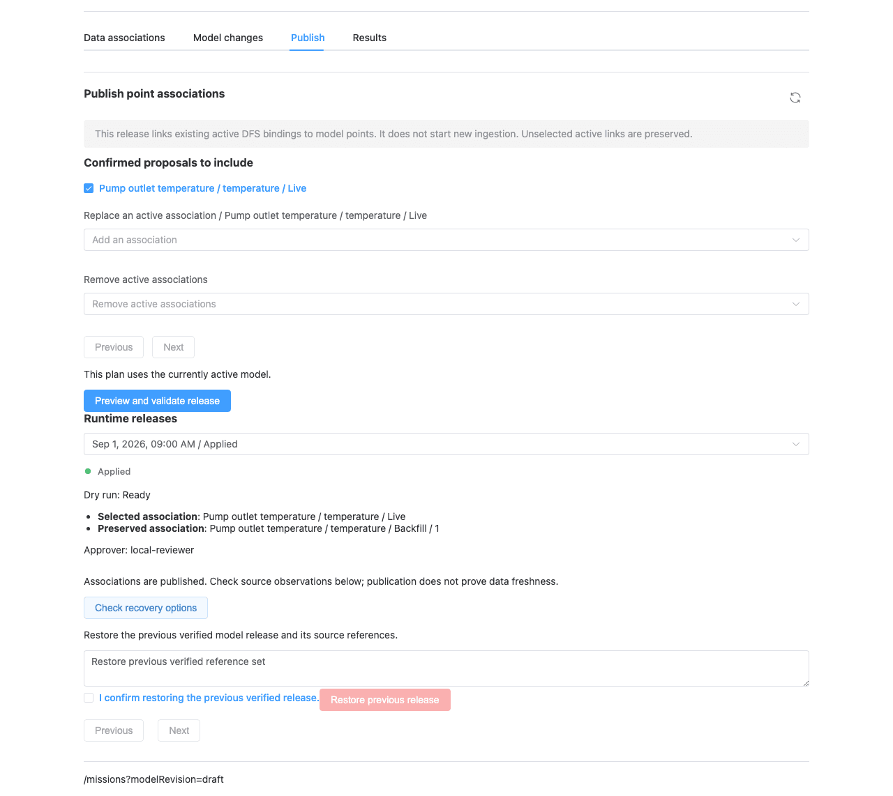 Englische Beispieloberfläche von FactVerse Scout zur Prüfung von Messpunkten und Datenzuordnungen