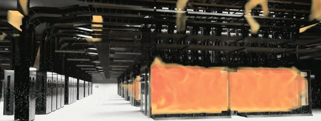 Thermische Luftstromungssimulation mit Warmluft-Rezirkulation zwischen Rechenzentrums-Racks