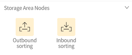 designer_figure_207_storage_area_nodes | DataMesh Storage Area Nodes panel showing two buttons: Outbound sorting and Inbound sorting.